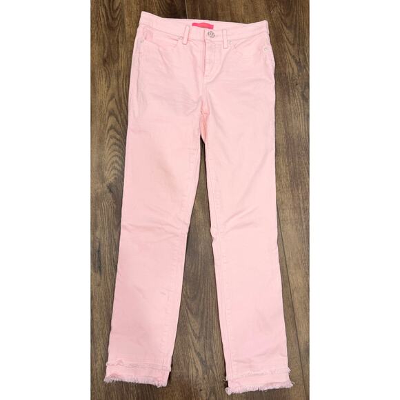 Lilly Pulitzer South Ocean High Rise Calla Lilly Fringe Bottom Jeans Size 4 - Picture 2 of 7